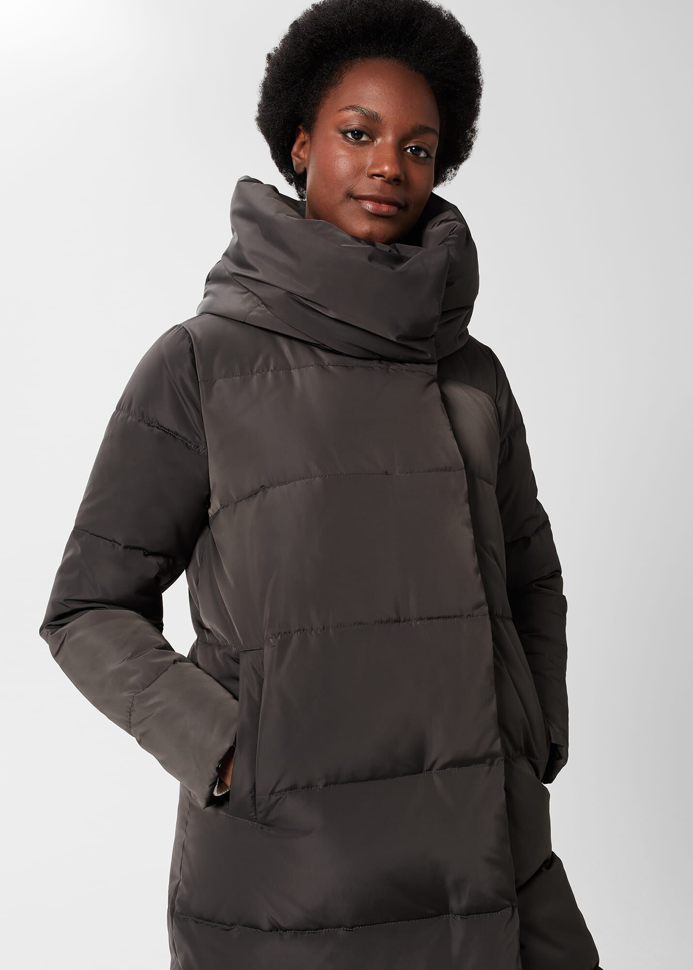 Heather hooded padded longline puffer jacket in black deals