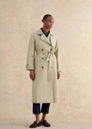 Sage Green Trench Coat , Pale Sage Green, hi-res