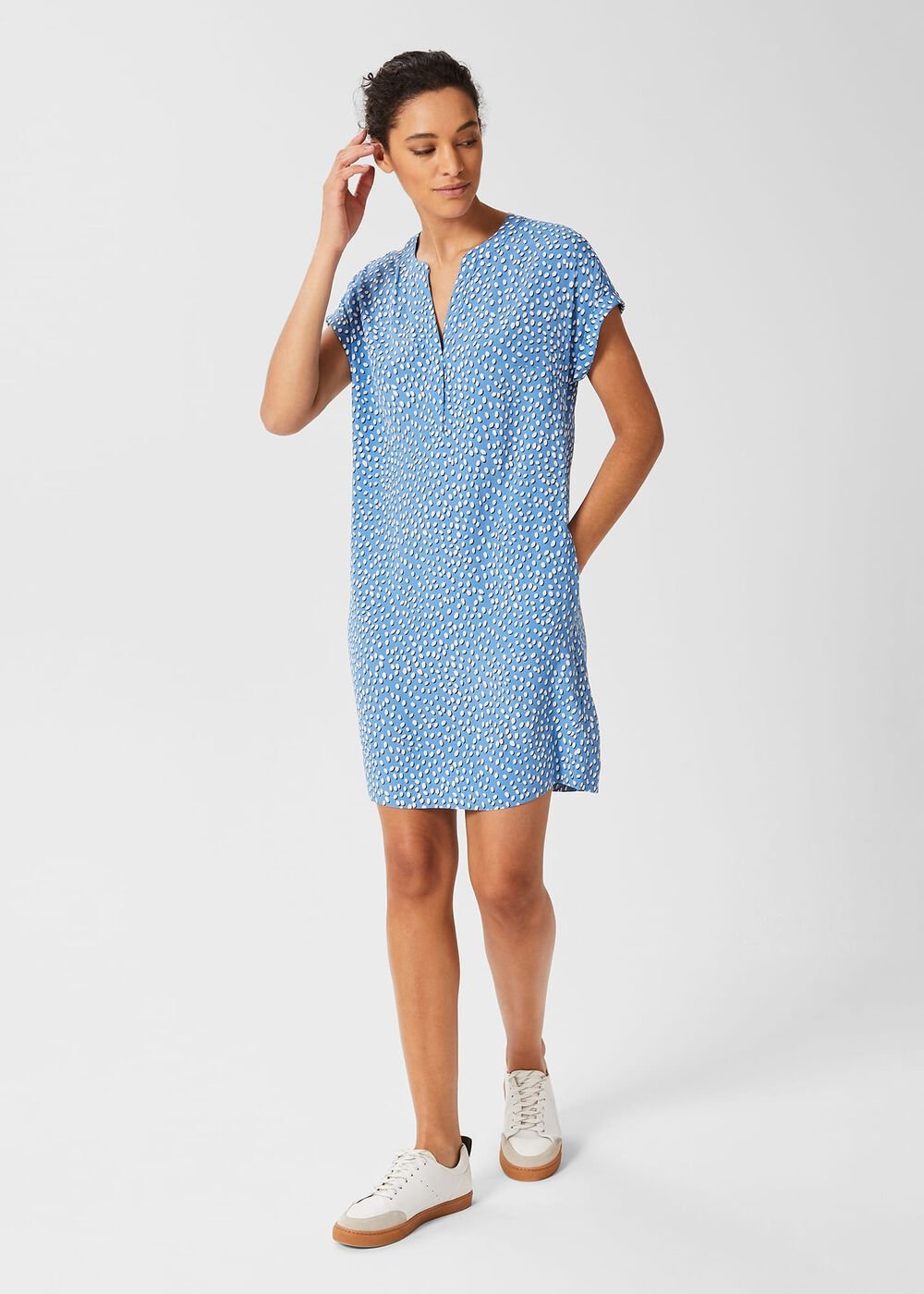 Cindy A Line Dress, Azure Blu Ivry, hi-res
