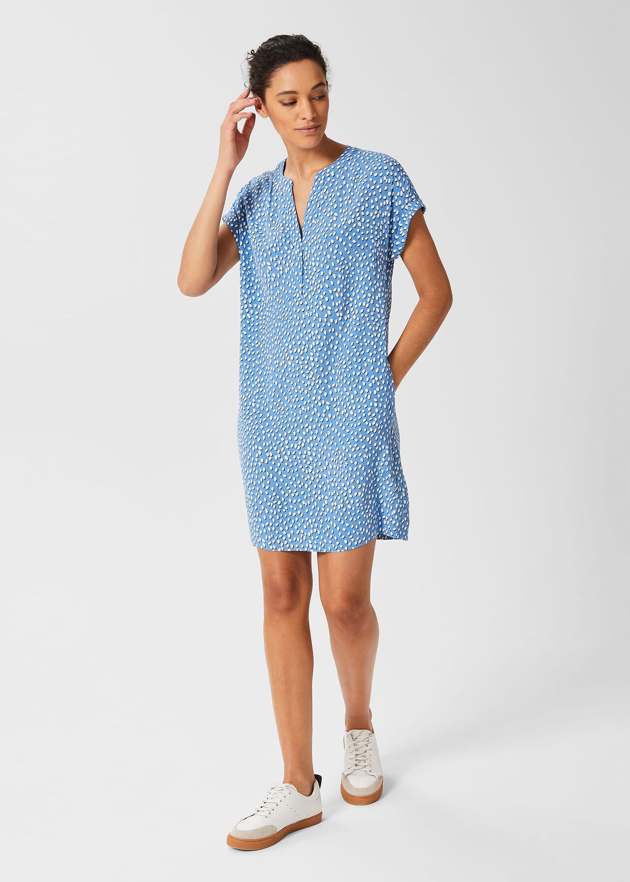 Cindy A Line Dress, Azure Blu Ivry, hi-res