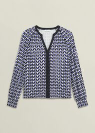 Zelia Printed Top, Blue Multi, hi-res