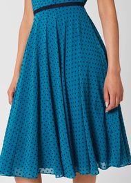 Della Spot Fit And Flare Dress, Jade Blue Navy, hi-res