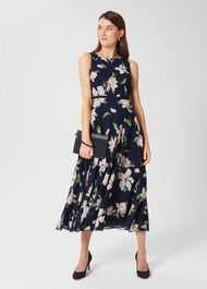 Carly Floral Fit And Flare Dress, Navy Multi, hi-res