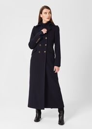 Brenna Wool Blend Maxi Coat, Navy, hi-res