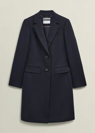 Cavendish Wool Coat, Navy, hi-res