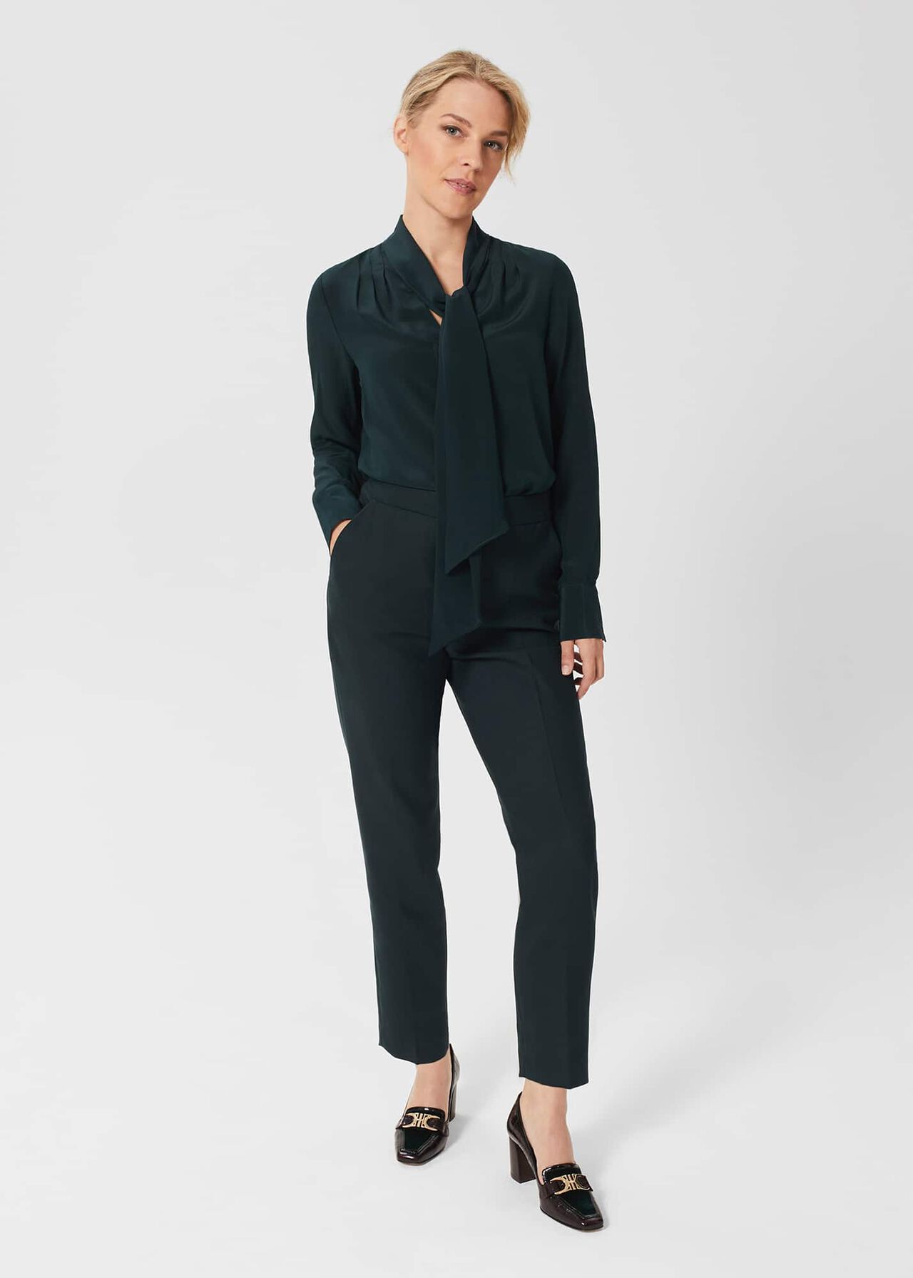 Petite Gael Wool Blend Pants, Deep Pine Green, hi-res