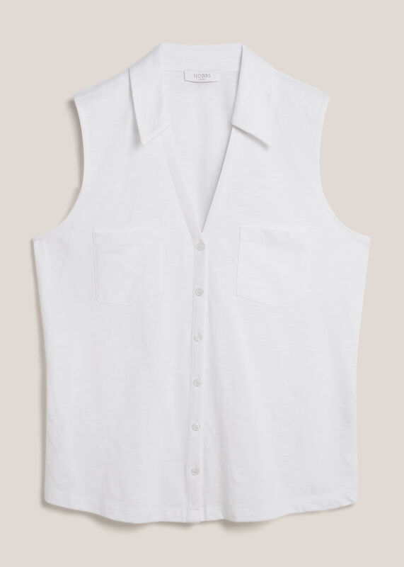 Anais Cotton Slub Sleeveless Slub Shirt