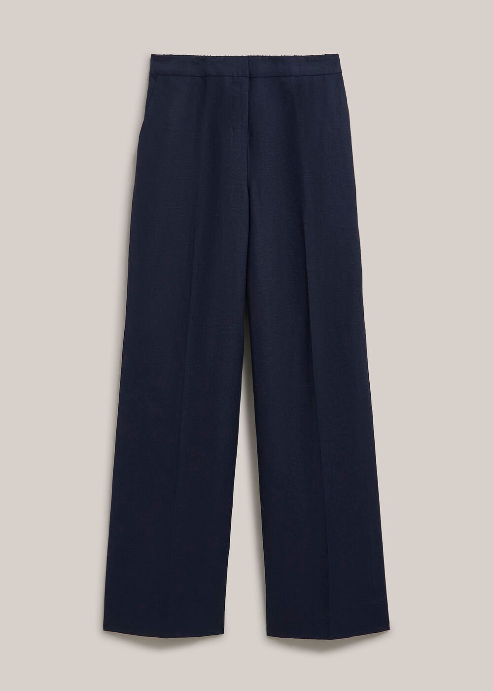 Alessia Linen Wide Trousers, Navy, hi-res