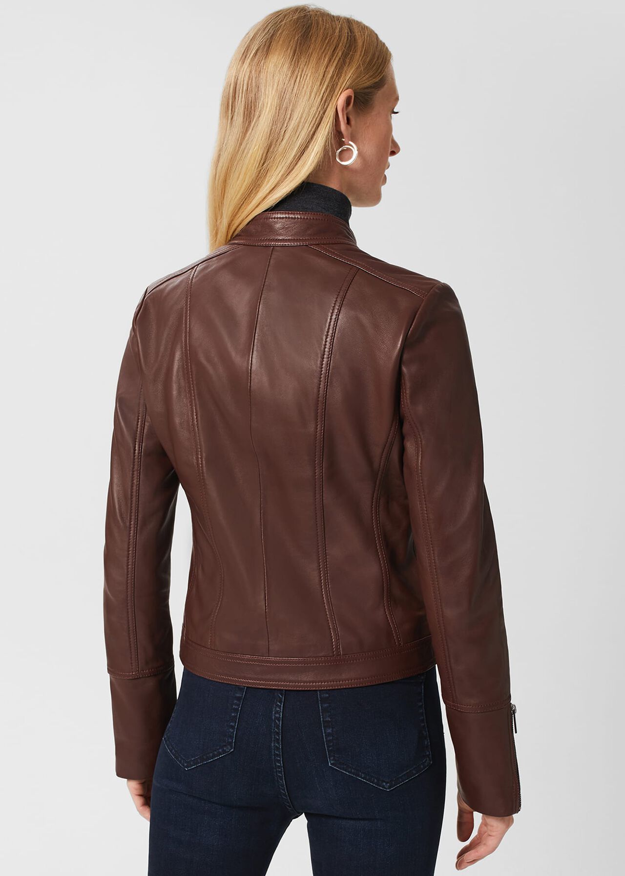 Fran Leather Jacket, Dark Plum, hi-res