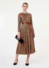 Salma Sequin Fit And Flare Dress, Copper, hi-res