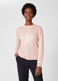 Cashmere Trudy Star Jumper, Pale Pink Ivory, hi-res