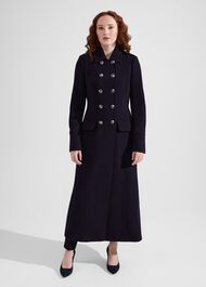 Iris Italian Wool Maxi Coat, Navy, hi-res