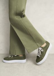 Ada Leather Trainers, Chive Green, hi-res