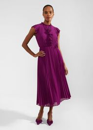 Petite Addison Pleated Dress, Magenta Purple, hi-res