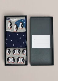 Penguin Sock Set, Blue Multi, hi-res