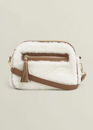 Carlton Shearling Crossbody Bag, Tan, hi-res