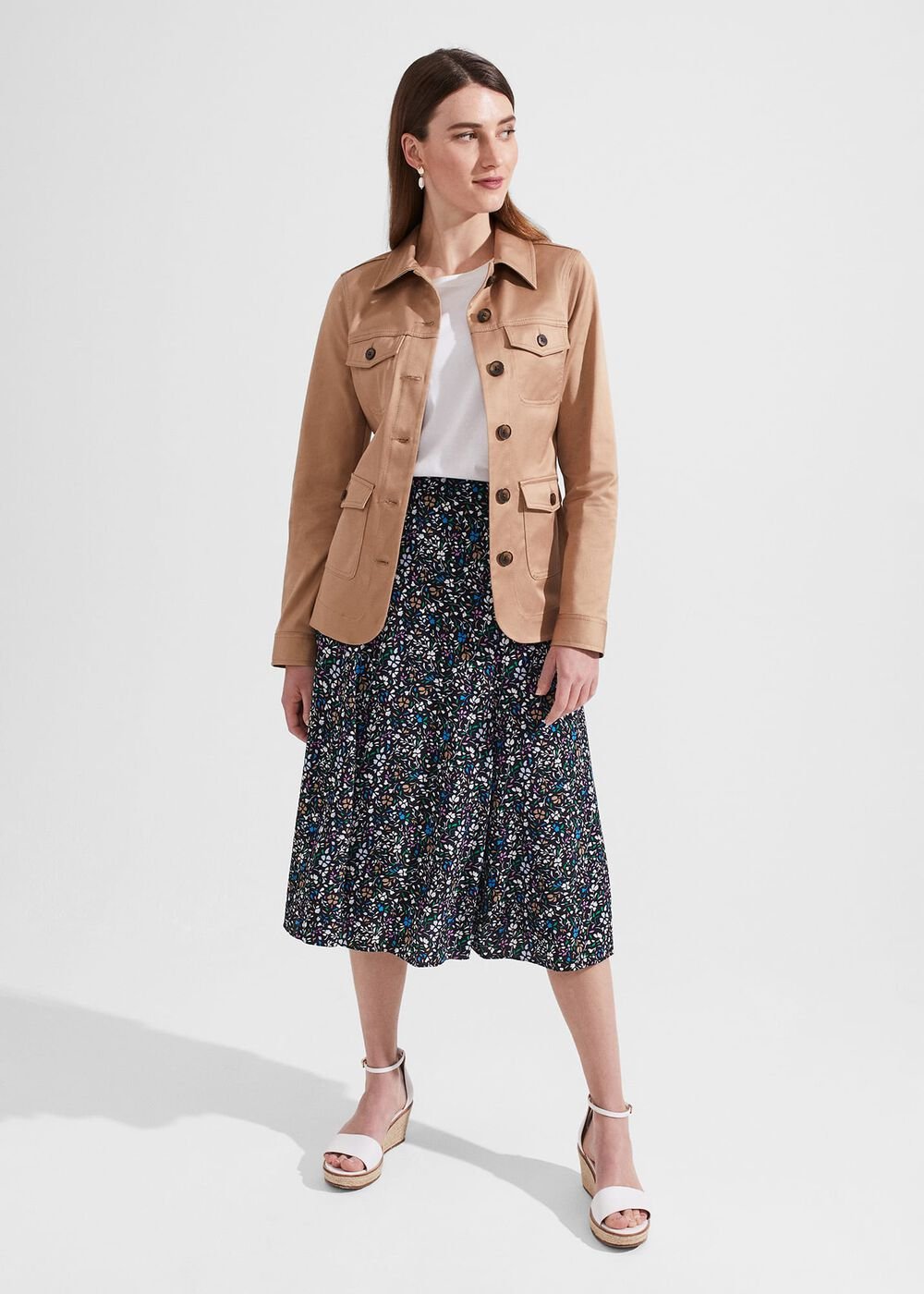 Anika Midi Skirt, Navy Multi, hi-res