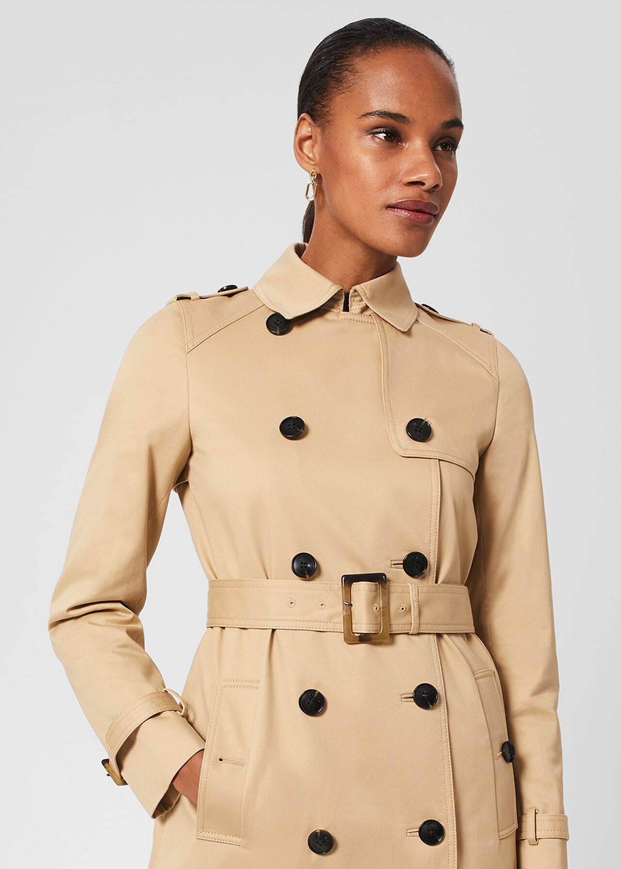 Petite Lisa Trench, Beige Suede, hi-res