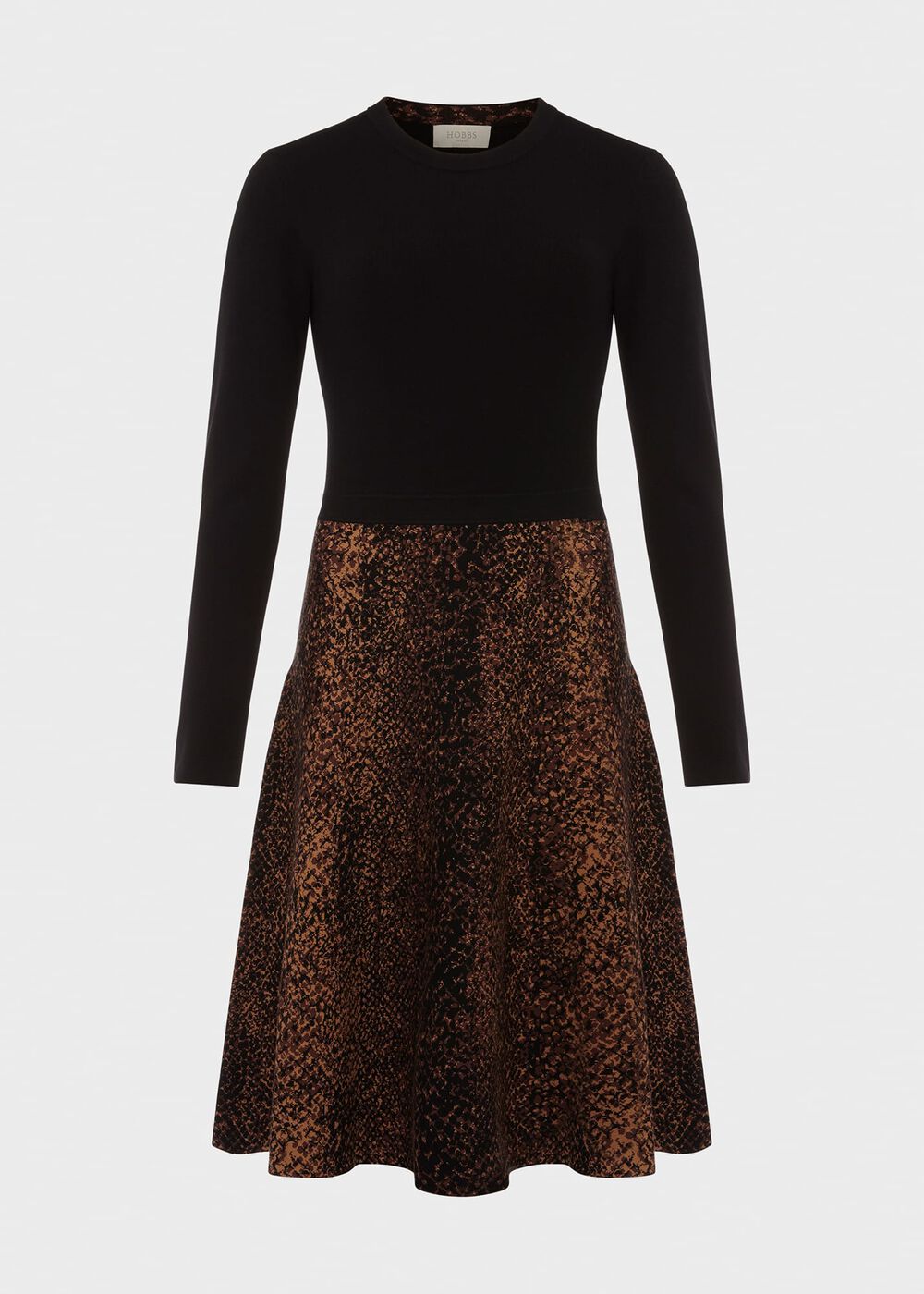 Hallie Knitted Dress, Black Brown, hi-res