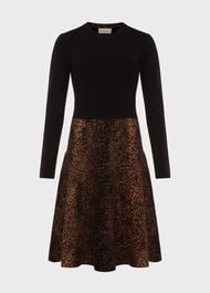 Hallie Knitted Dress, Black Brown, hi-res