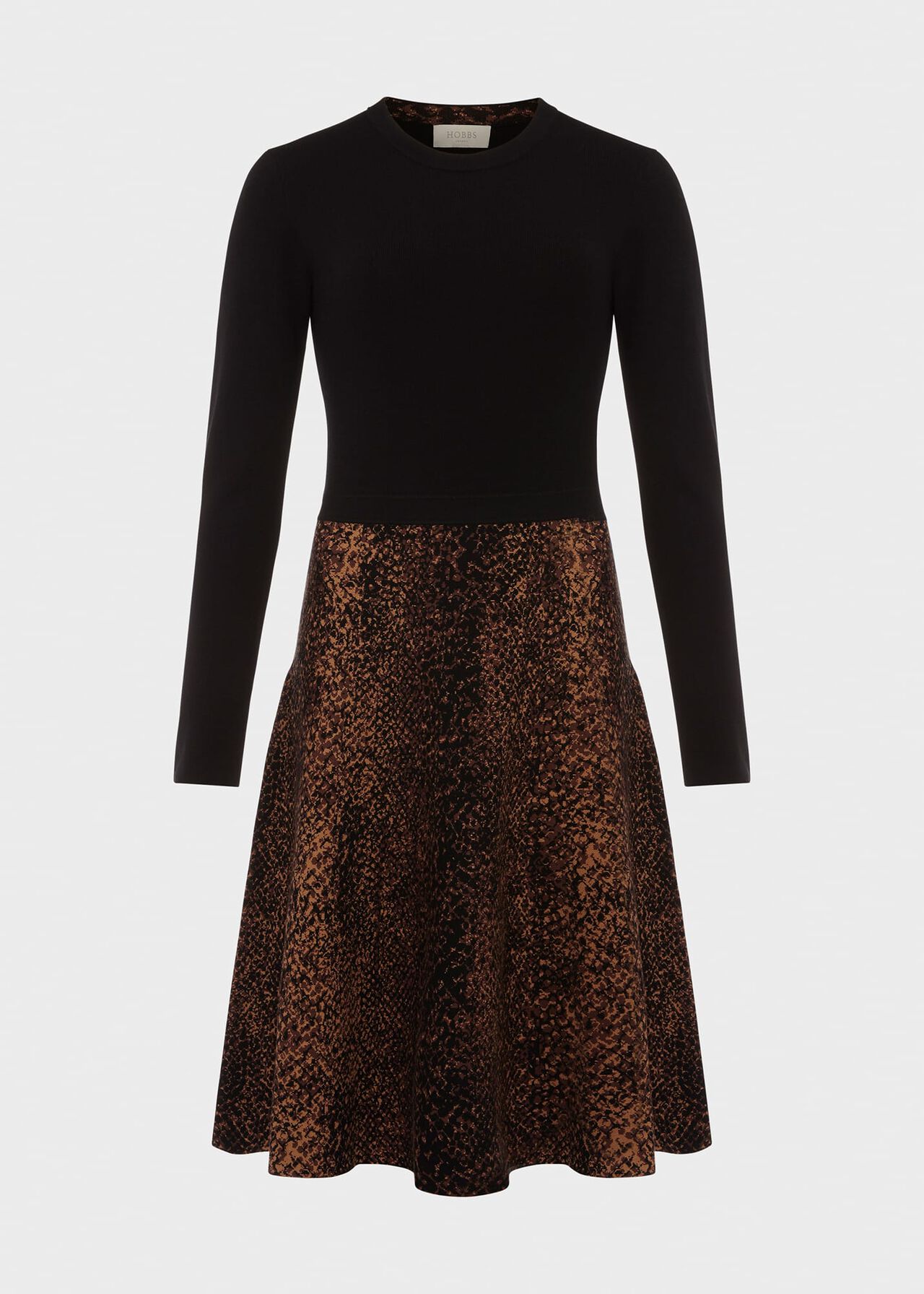 Hallie Knitted Dress, Black Brown, hi-res