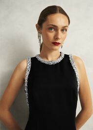 Angelina Trimmed Column Maxi Dress, Black, hi-res