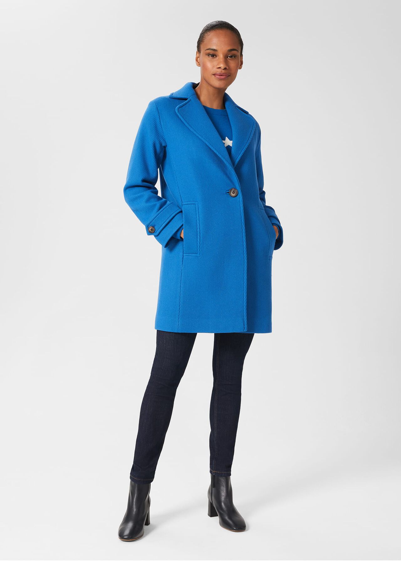 Carmina Wool Blend Coat, Vivid Blue, hi-res