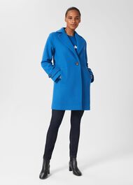 Carmina Wool Blend Coat, Vivid Blue, hi-res