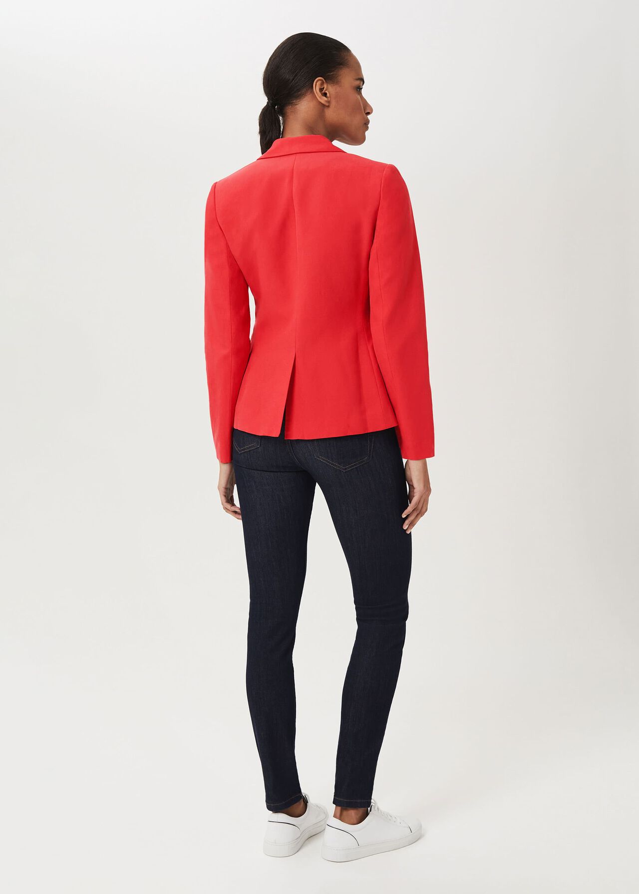 Trinity Silk Linen Jacket, Red, hi-res