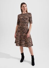 Madison Knitted Dress, Black Camel, hi-res