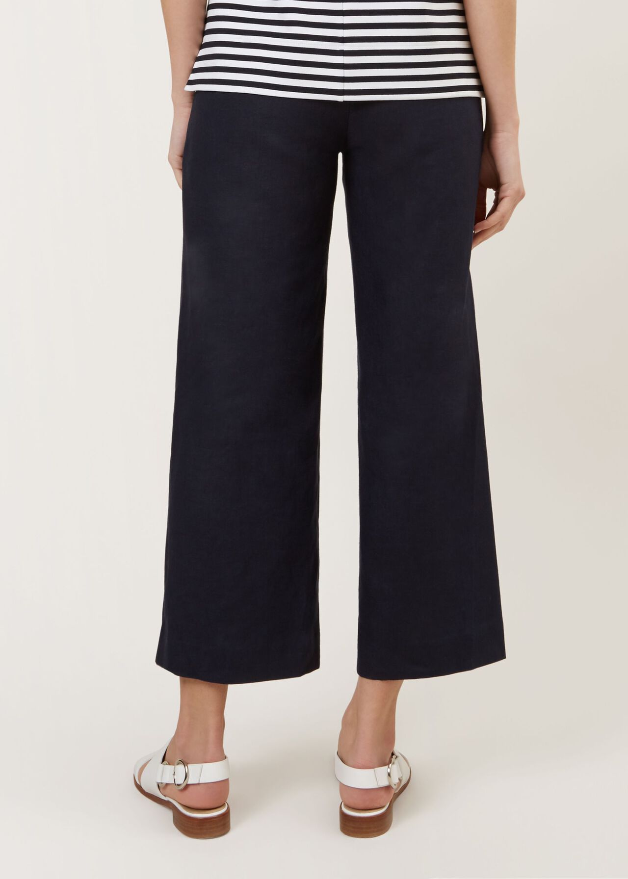 Nicole Linen Crop trousers, Navy, hi-res