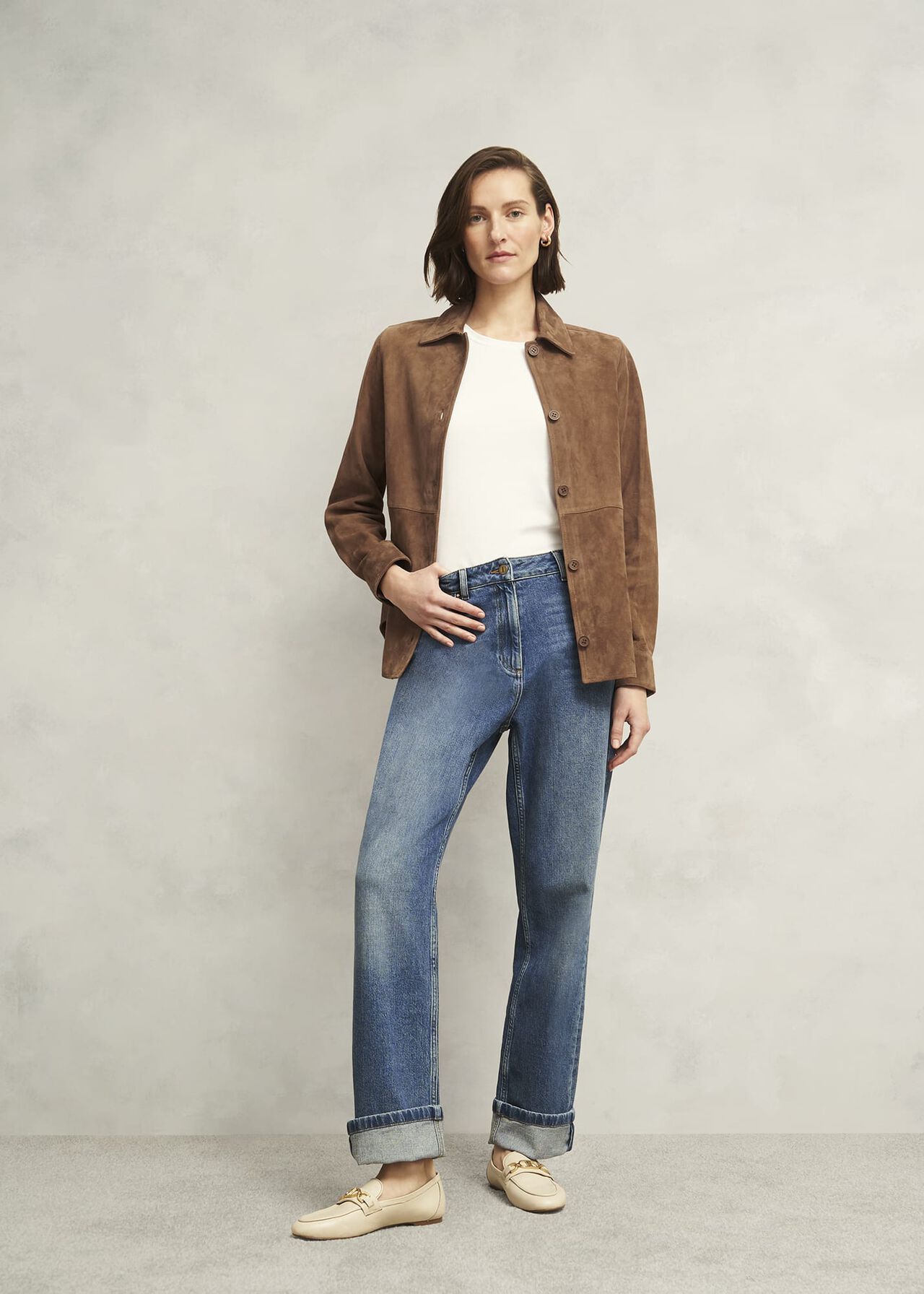 Hever Suede Shirt, Tan, hi-res
