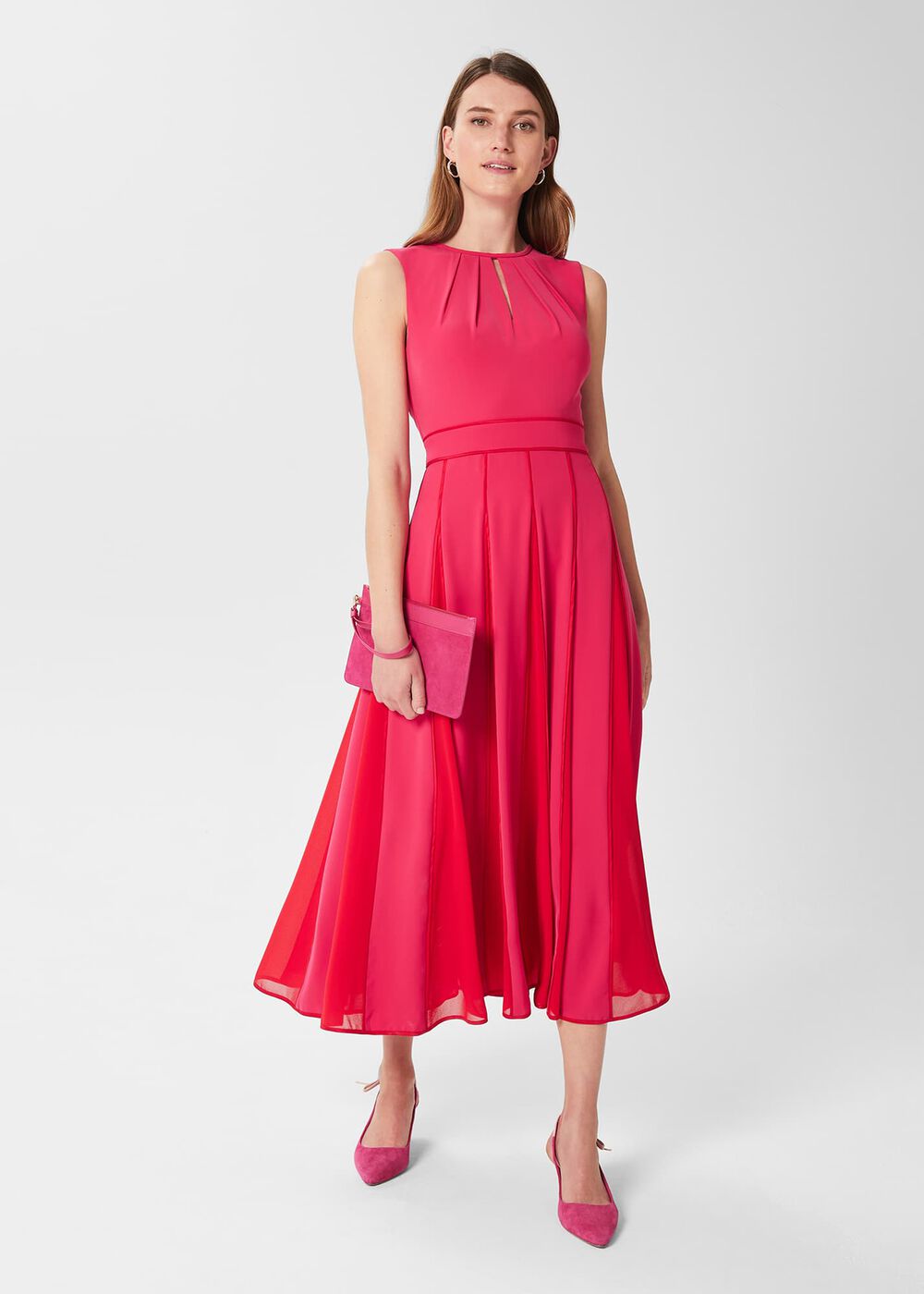 Angelica Fit And Flare Dress, Pink Multi, hi-res