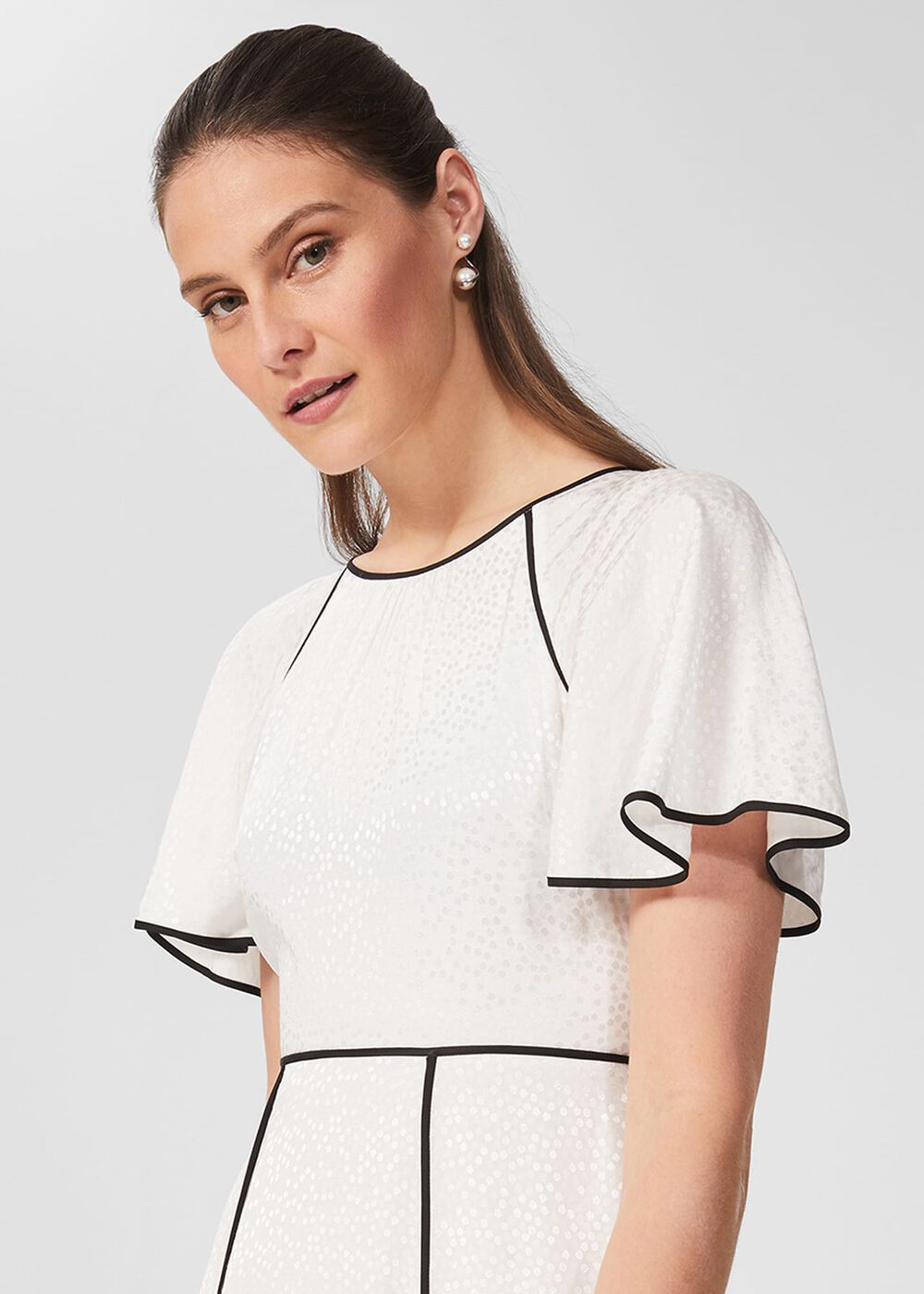 Lucilla Midi Dress, Ivory Black, hi-res