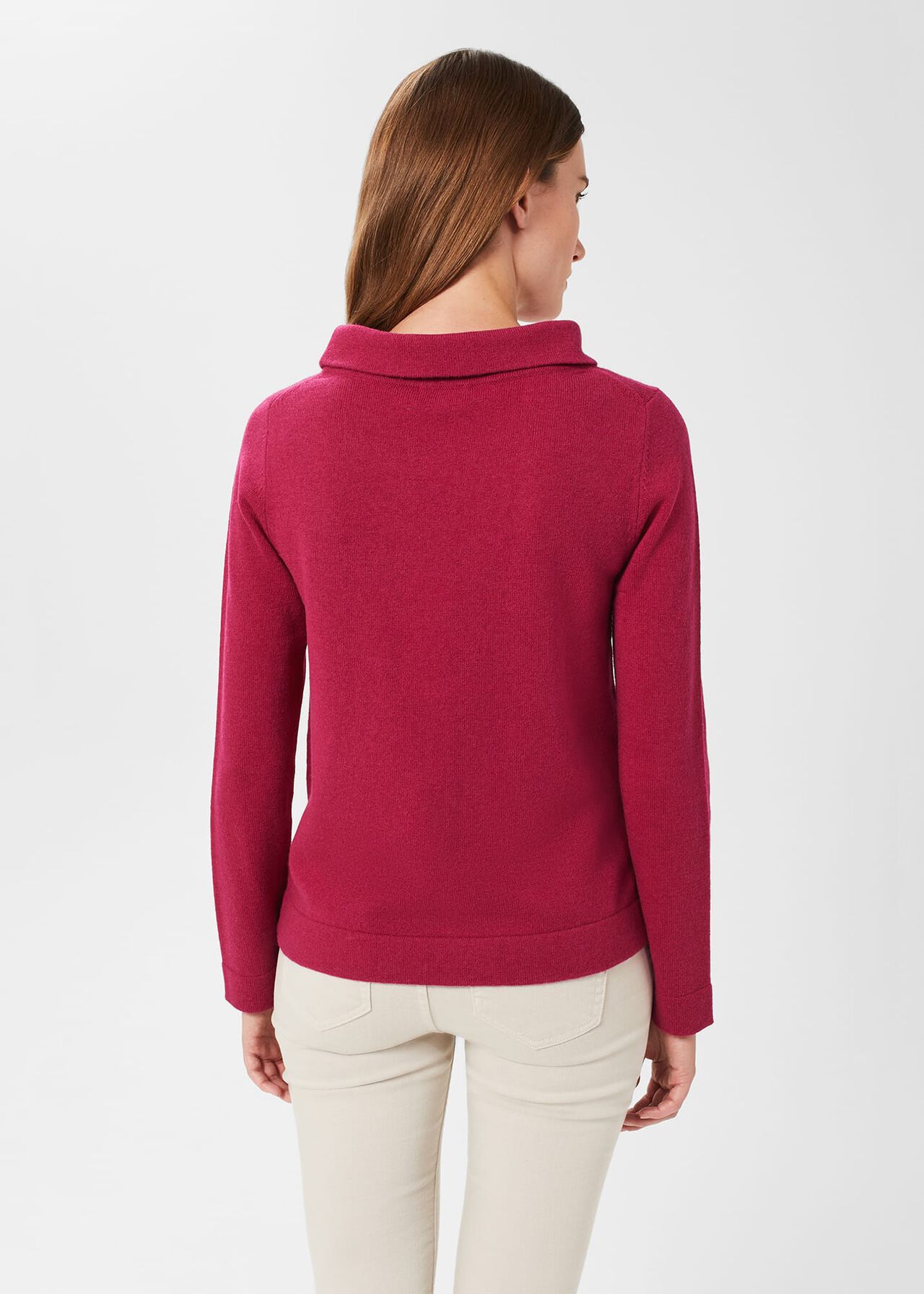 Audrey Wool Cashmere Jumper, Rich Berry Red, hi-res