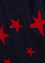 Samira Wool Cashmere Star Jumper, Red Navy, hi-res