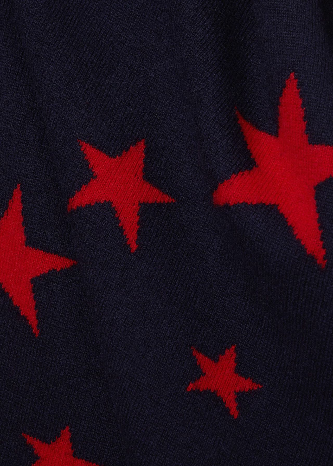 Samira Wool Cashmere Star Sweater, Red Navy, hi-res