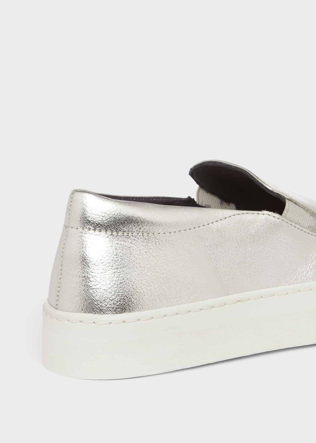 Apolline Leather Slip On Trainers, Silver Metallic, hi-res