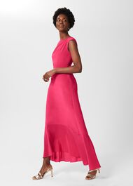Rhianna Silk Dress, Bright Pink, hi-res