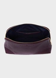 Margot Leather Large Make-Up Bag, Aubergine, hi-res