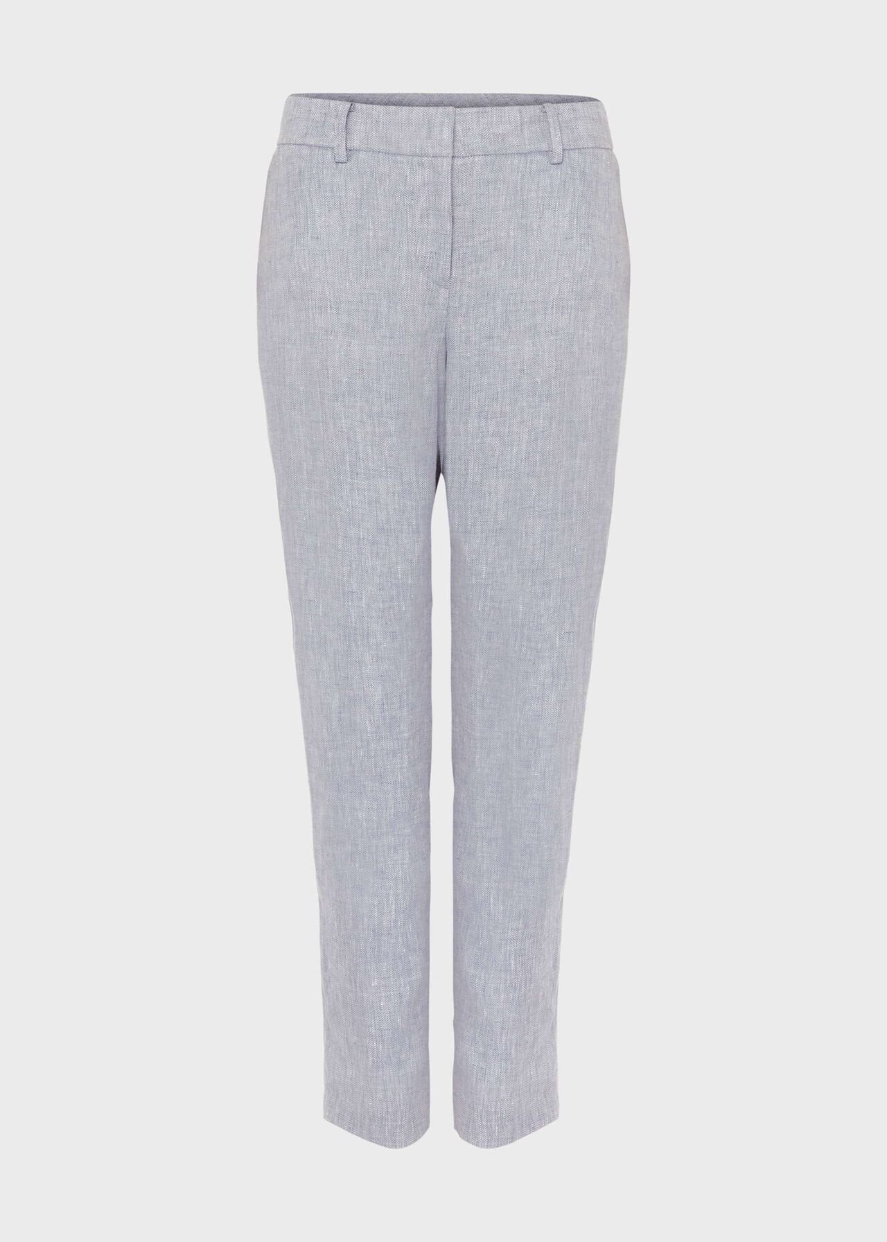Ivana Linen Tapered Trousers, Pale Blue, hi-res