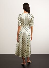 Ennerdale V Neck Midi Dress, Green Cream, hi-res