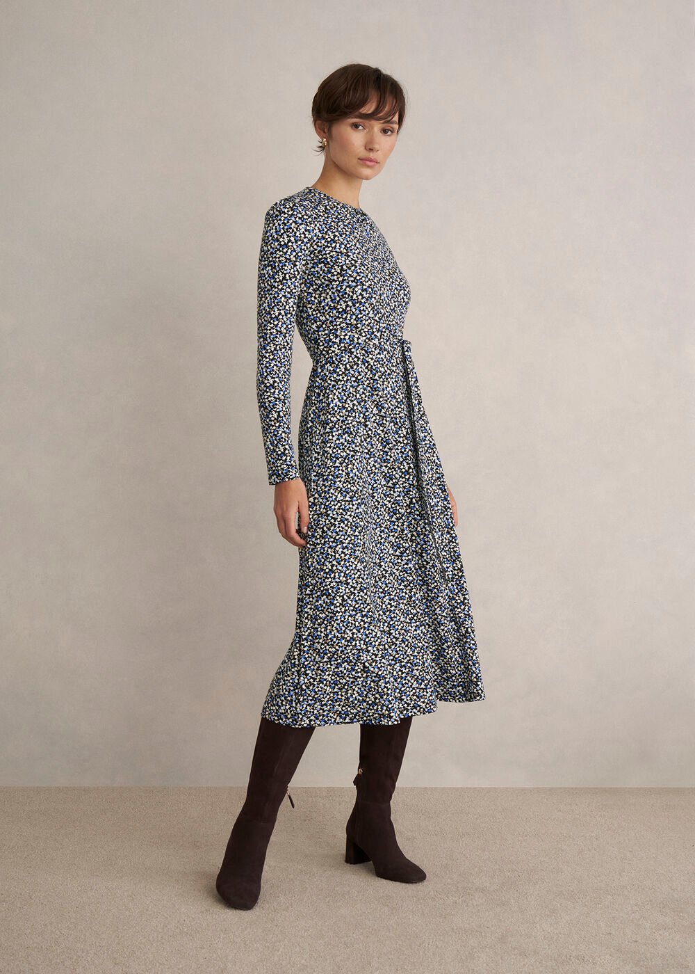 Dakota Jersey Dress, Navy Multi, hi-res