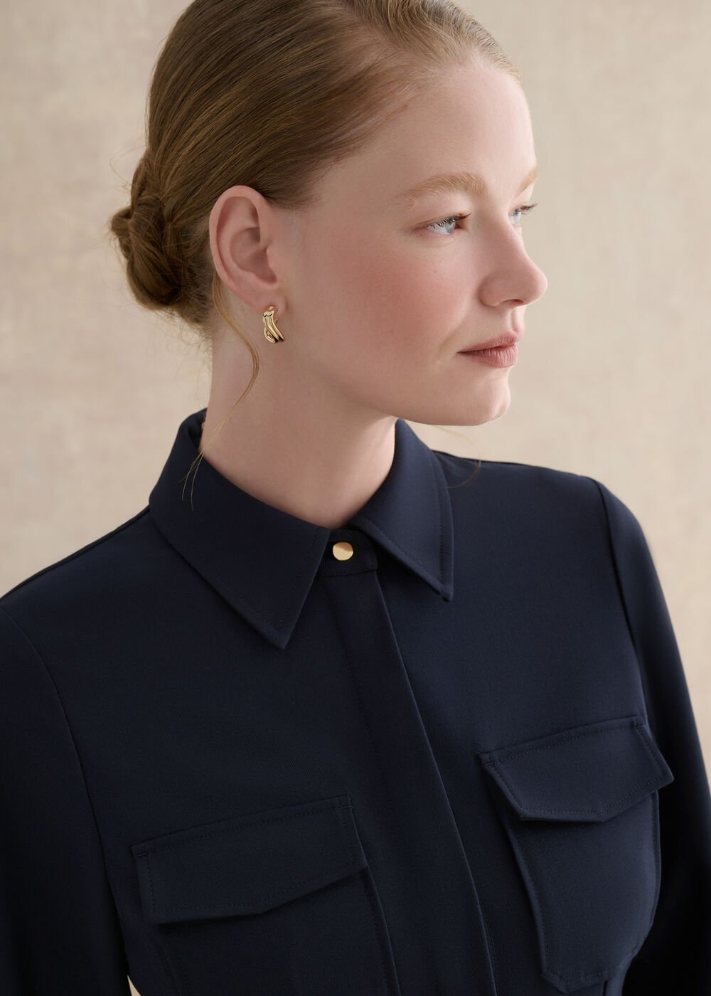 Dannie Fitted Shirt, Hobbs Navy, hi-res