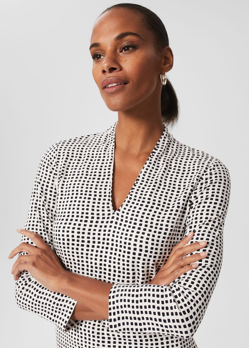 Aimee Printed Top, Ivory Navy, hi-res