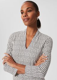 Aimee Printed Top, Ivory Navy, hi-res