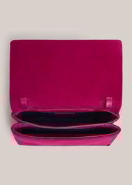 Jas Suede Clutch, Bright Pink, hi-res
