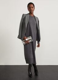 Geneva Knitted Dress With Cashmere, Dark Grey Marl, hi-res