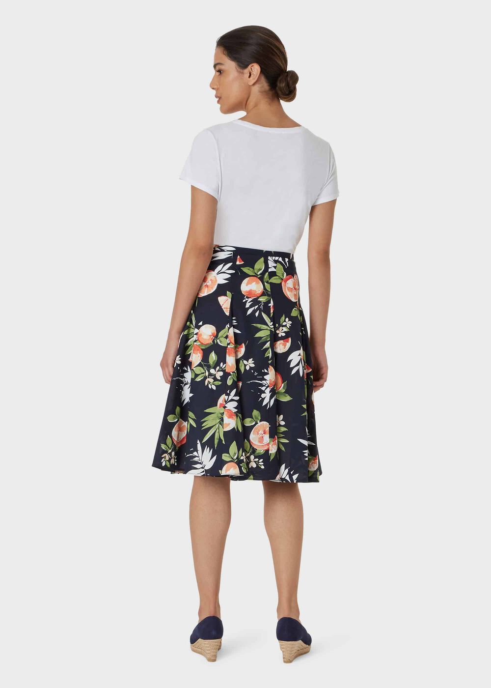 Melina Cotton Floral Full Skirt, Navy Multi, hi-res