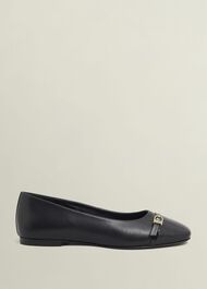 Kelly Leather Ballerinas, Black, hi-res